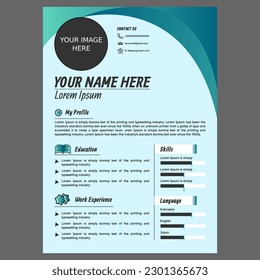 a cv template to apply for jobs with A4 paper size which is designed simply and in various blue colors