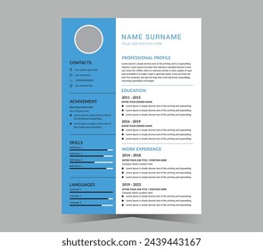 CV template or modern resume and vector design.	