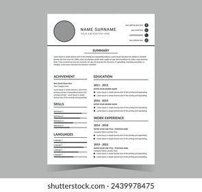 CV template or modern resume and vector design.	
