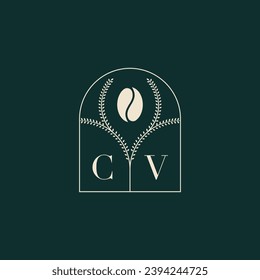 CV Diseño de logotipo único y sencillo combinación de letras y habas de café