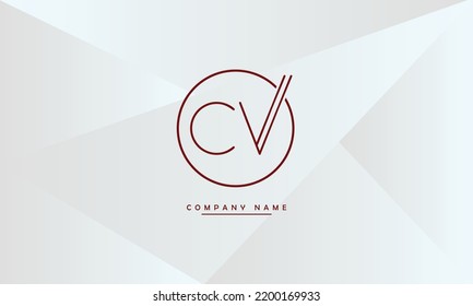 Monograma del logotipo de las letras abstractas CV