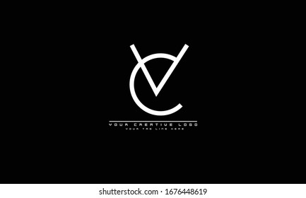 Plantilla de monograma abstracto del logotipo del vector VC CV