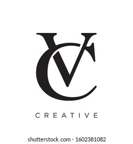 cv or vc initial logo design vector luxury design