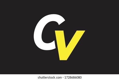 Diseño de logotipo inicial de carta CV o VC, plantilla de vector