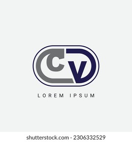 CV or VC Letter Logo Design with a Creative Cut Letter Initial Logo Design