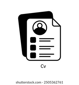CV vector filled outline Icon Design illustration. Graphic Design Symbol on White background EPS 10 File