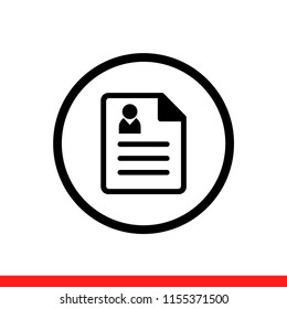 CV vector icon, resume symbol. Simple, flat design for web or mobile app