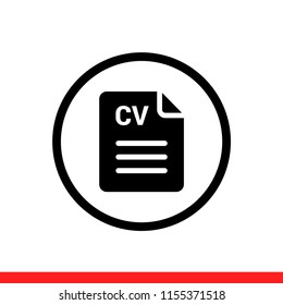 CV vector icon, resume symbol. Simple, flat design for web or mobile app