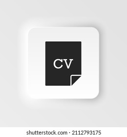 Cv vector icon. Simple element neumorphic style illustration Cv vector icon. Material concept vector illustration.
