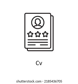 Cv vector outline Icon Design illustration. Miscellaneous Symbol on White background EPS 10 File