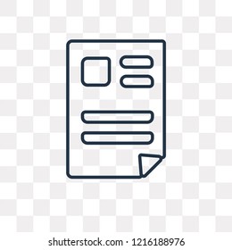 CV vector outline icon isolated on transparent background, high quality linear CV transparency concept can be used web and mobile