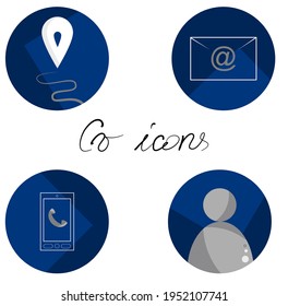 cv, web, identity icons set with blue background
