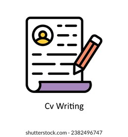 Cv Writing vector Filled outline Design illustration. Symbol on White background EPS 10 File 