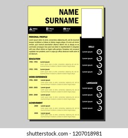 CV yellow background and black template