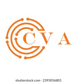 Diseño de cartas CVA. Diseño del logotipo de la tecnología de letras CVA sobre fondo blanco. Diseño del logotipo de CVA Monograma para emprendedores y empresas