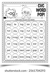 CVC word activity worksheet for child home work