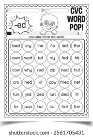 CVC word activity worksheet for child home work