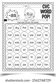 CVC Word Matching Worksheet for Children