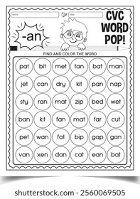 CVC word puzzle book for child students