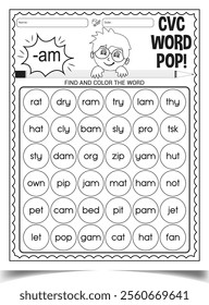 CVC worksheet for children practice sheet