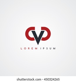 cvd initial letter linked uppercase logo black red in white background