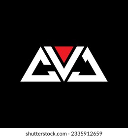 CVJ triangle letter logo design with triangle shape. CVJ triangle logo design monogram. CVJ triangle vector logo template with red color. CVJ triangular logo Simple, Elegant, and Luxurious design.