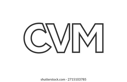 CVM logo design template with strong and modern bold text. Initial based vector logotype featuring simple and minimal typography. Trendy company identity ideal for businesses brand presence.