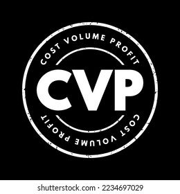 CVP Cost Volume Profit - managerial economics, form of cost accounting, acronym text stamp