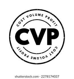 CVP Cost Volume Profit - managerial economics, form of cost accounting, acronym text stamp