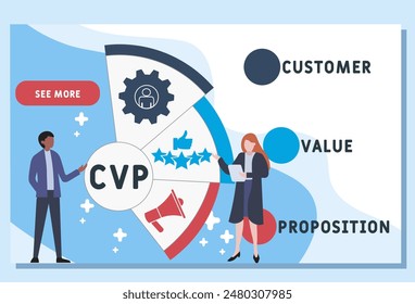 CVP - Customer Value Proposition acronym. business concept background. vector illustration concept with keywords and icons. lettering illustration with icons for web banner, flyer, landing page
