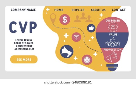 CVP - Cliente Proposición de valor acrónimo. concepto de negocio de fondo. concepto de Ilustración vectorial con Palabras claves e iconos. ilustración de letras con iconos para Web Anuncio, flyer, página de destino