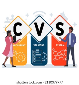 CVS - Concurrent Versions System acronym. business concept background. vector illustration concept with keywords and icons. lettering illustration with icons for web banner, flyer, landing pag