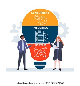 CVS - Concurrent Versions System acronym. business concept background. vector illustration concept with keywords and icons. lettering illustration with icons for web banner, flyer, landing pag