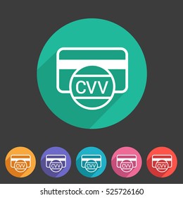 CVV card security code credit card icon flat web sign symbol logo label set