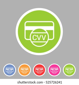 CVV card security code credit card icon flat web sign symbol logo label set