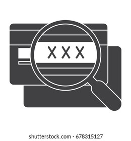 CVV code icon with credit card and magnifying glass