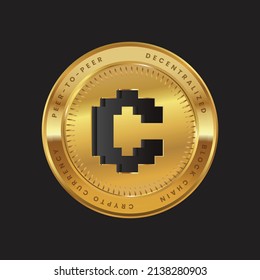 CVX Cryptocurrency logo in black color concept on gold coin. Convex Finance Coin Block chain technology symbol. Vector illustration.