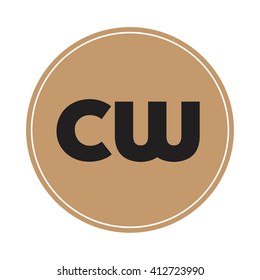 cw brown letters ,abstract background logo, design identity in circle, alphabet letter