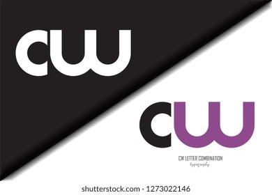 cw c w circle letter black purple white lowercase combination modern creative alphabet gradient company letter logo design vector icon template trendy - Vector