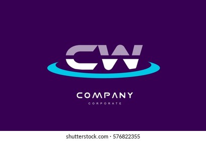 cw c w cyan magenta blue letter combination alphabet vector company logo icon sign design template 