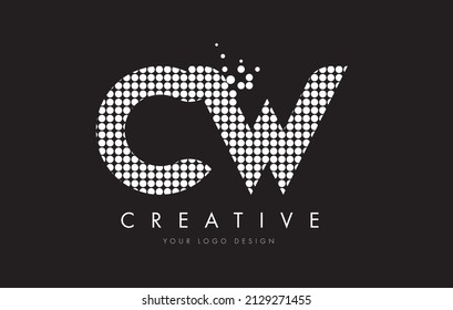 CW C W Dots Letter Logo Design White Magenta Bubble Circles and Swoosh