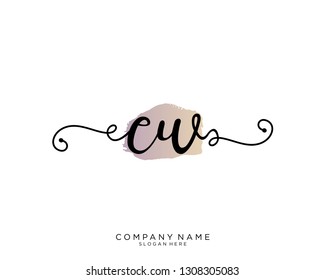 CW C W Initial handwriting logo template