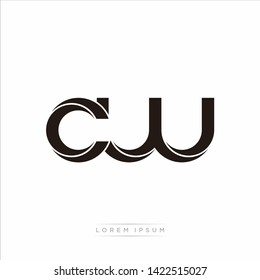 cw c w Initial Letter Split Lowercase Modern Monogram linked outline rounded logo