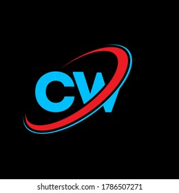 CW C W letter logo design. Initial letter CW linked circle uppercase monogram logo red and blue. CW logo, C W design. cw, c w
