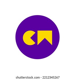 Monograma de las letras iniciales del nombre de la empresa CW. Icono de letras de PC.