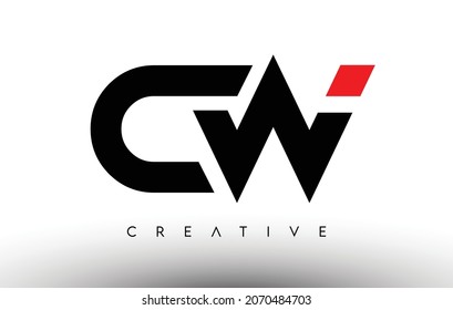 CW Creative Modern Letter Logo Design. CW Icon Letters Logo Vector Illustration with Black and Red Colors