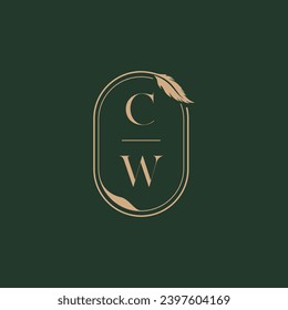CW feather concept wedding monogram logo design ideas as inspiration