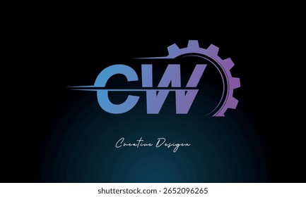 CW Gear Fusion Logo – Industrial Tech-Inspired Letter mark Futuristic Industrial Letter Mark Design for Technology and Engineering Brands.