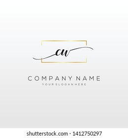 CW handwriting initial logo template vector.