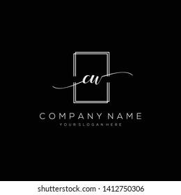 CW handwriting initial logo template vector.